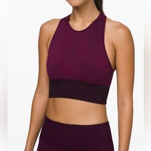 Lululemon Athletica Ebb to Train Sports Bra in a dark plum athletic yoga wear